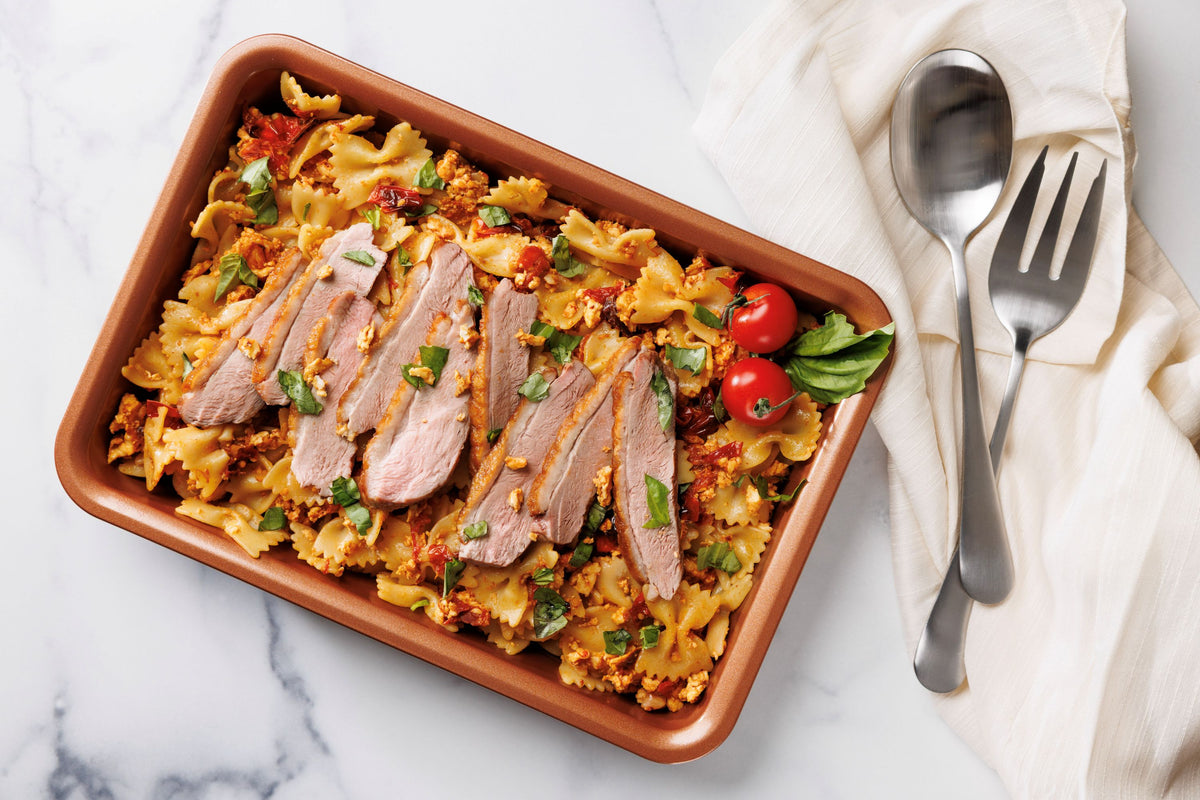 Duck Breast Feta Pasta | Maple Leaf Farms